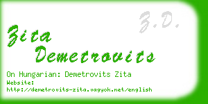 zita demetrovits business card